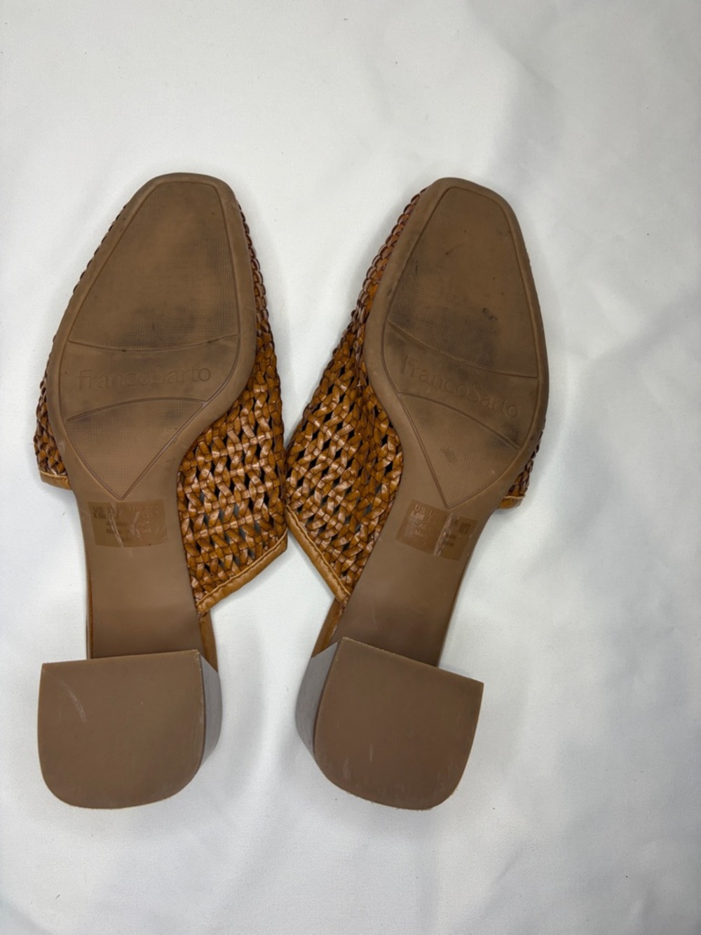 Franco Sarto Cognac Woven Leather Mule Heels - Picture 4 of 4